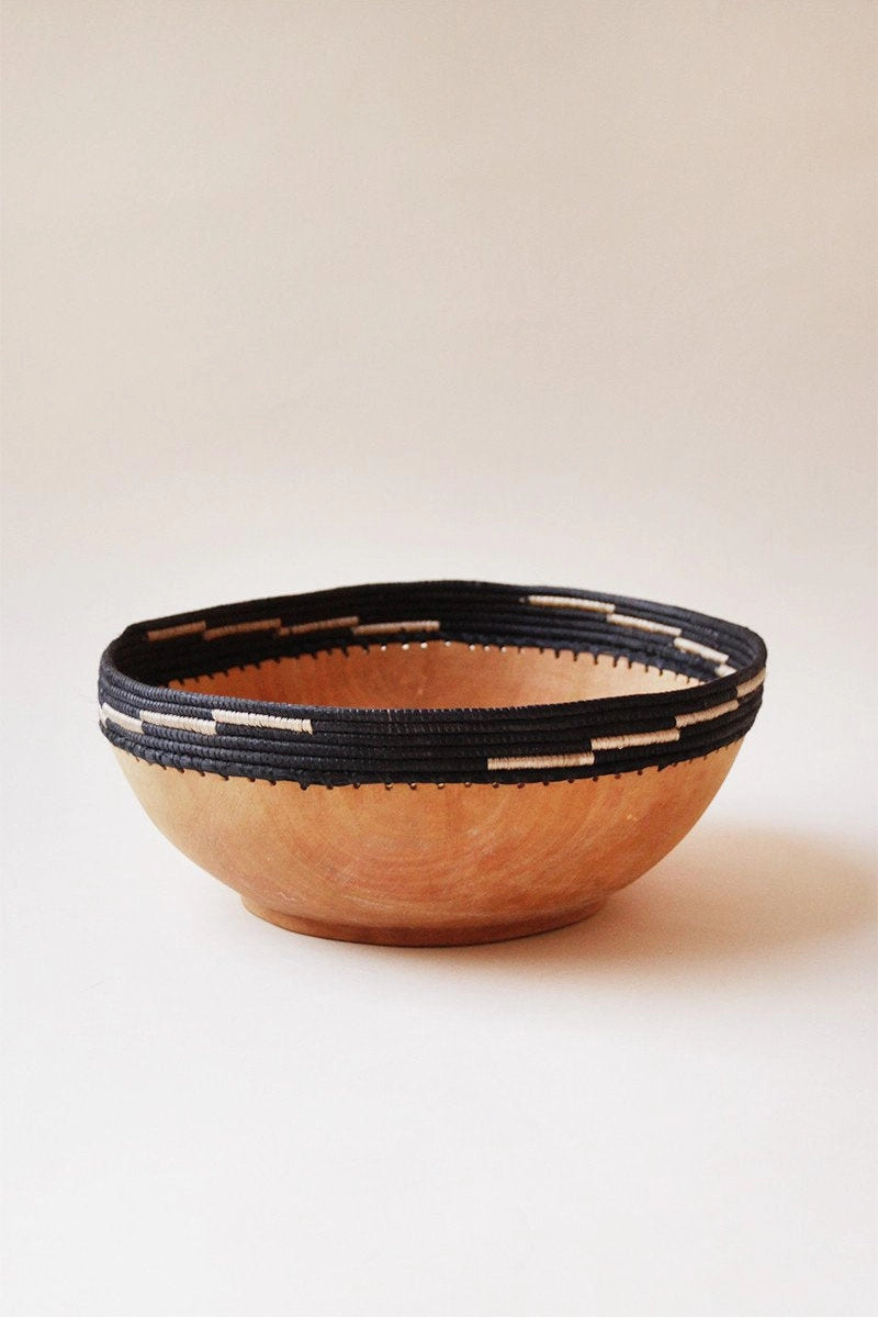 Copabu Wooden & Woven Bowl | Black