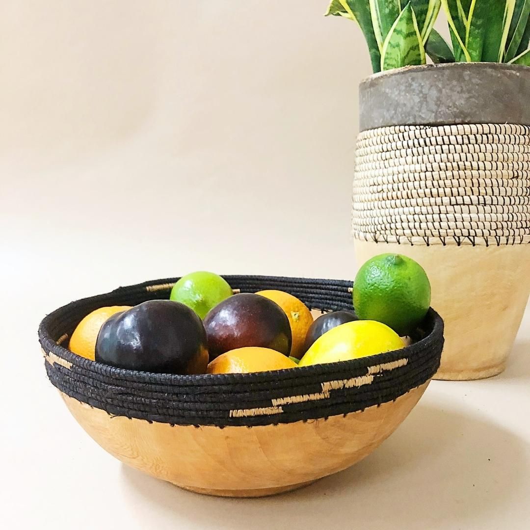 Copabu Wooden & Woven Bowl | Black