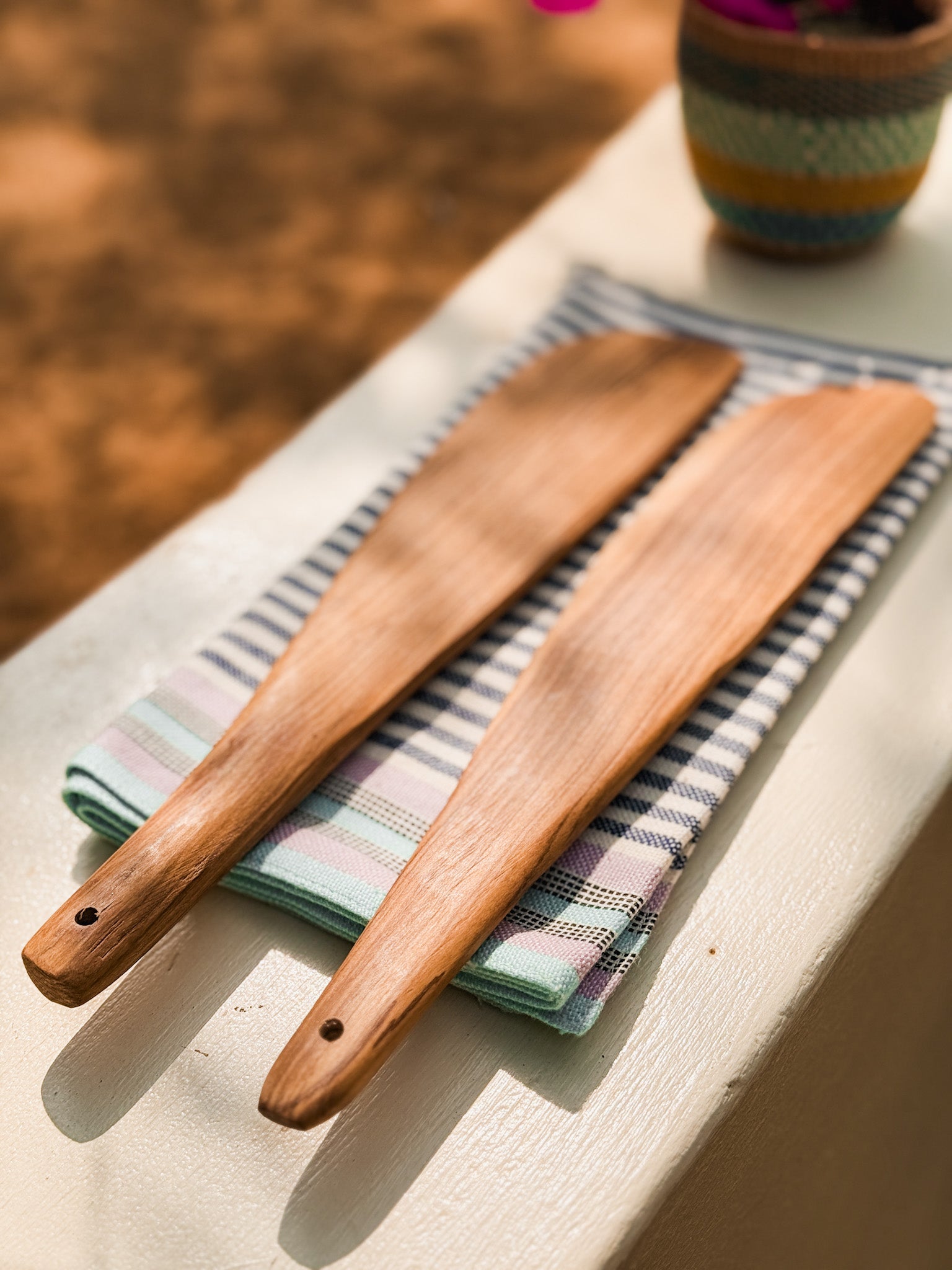 Olive Wood Serving Tong Set
