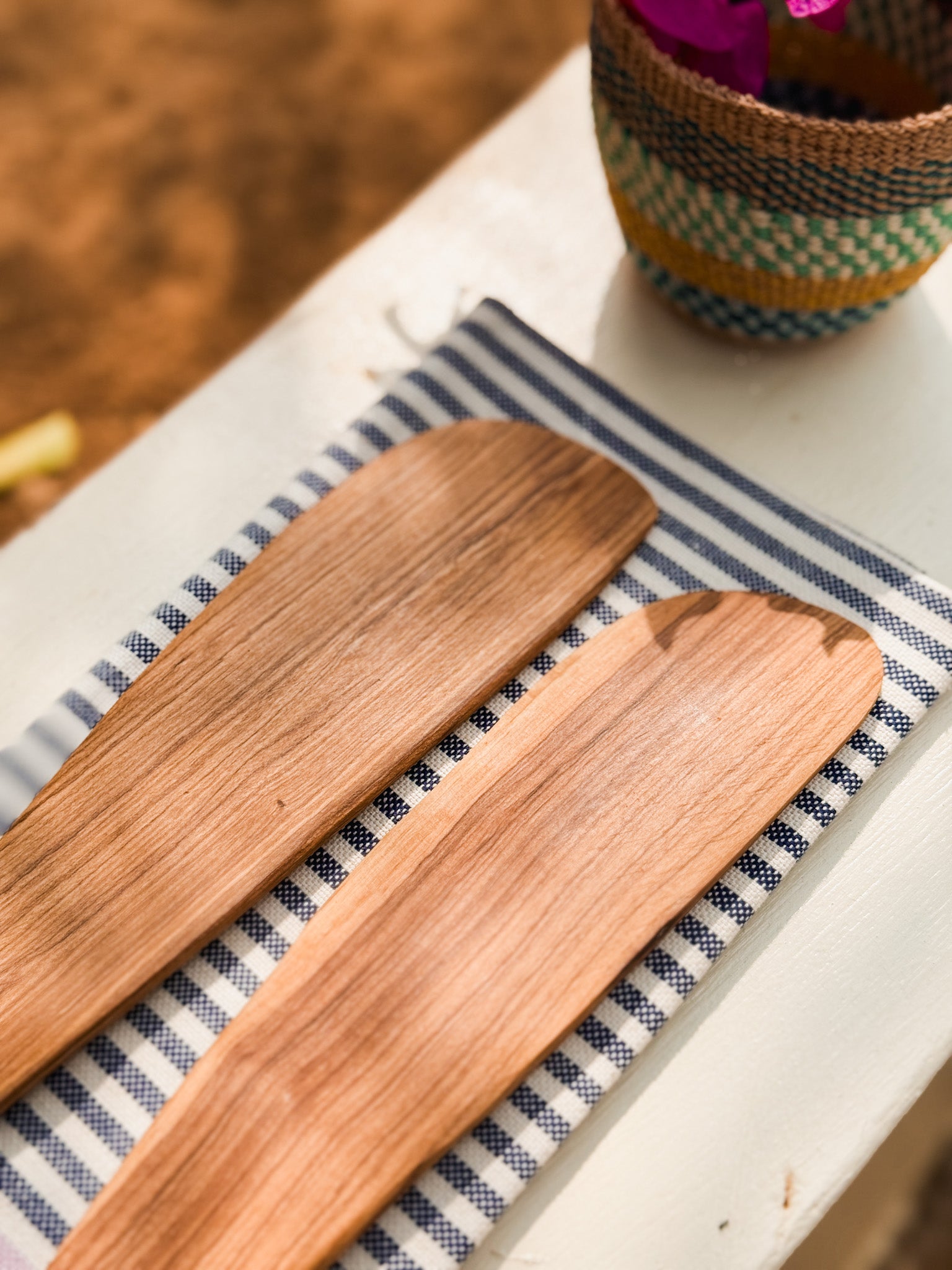 Olive Wood Serving Tong Set