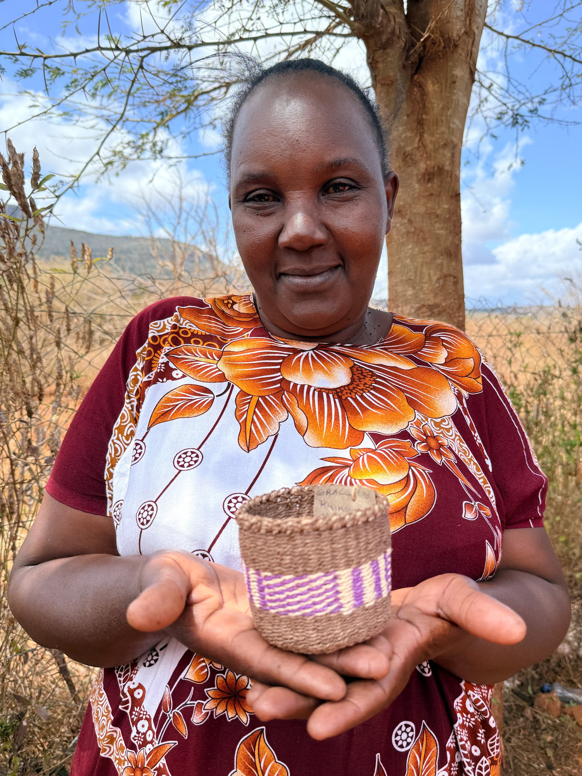 Mini sisal basket by Zawadisha with woven texture and rounded shape, perfect for small storage or decorative use.